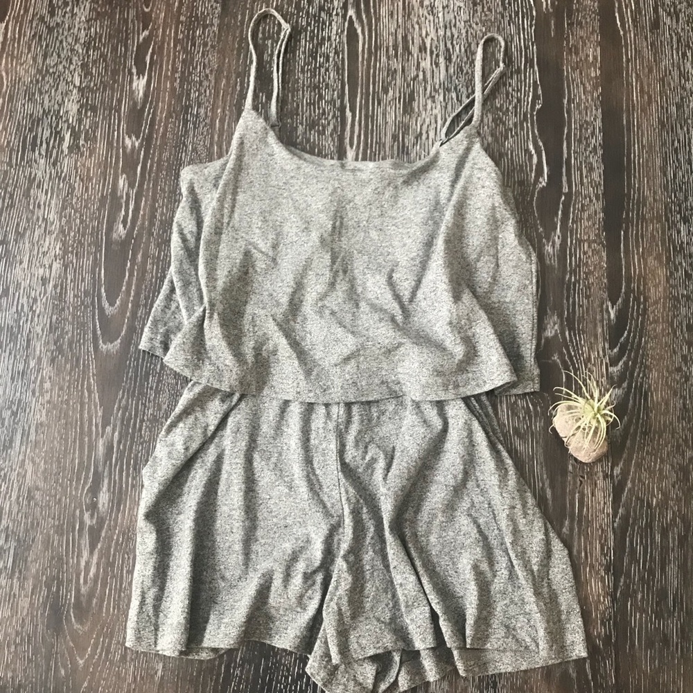 Topshop Gray Sleeveless Romper